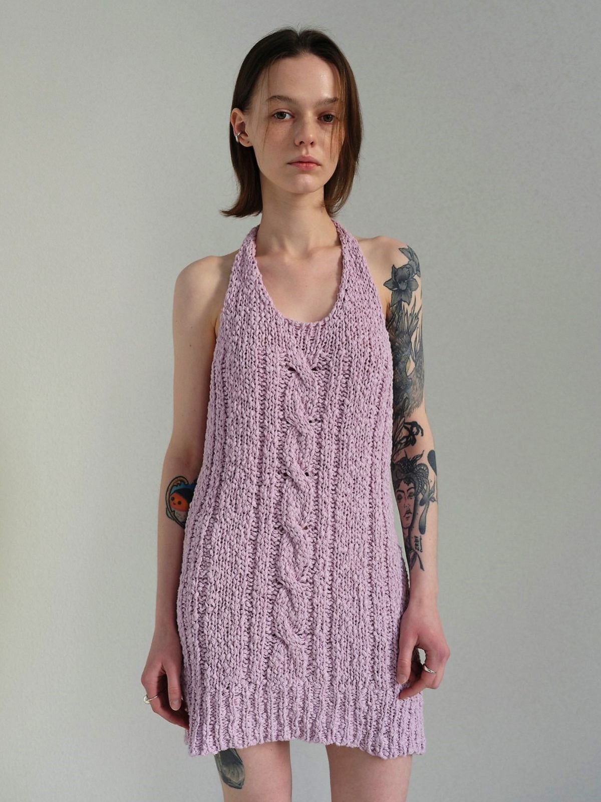 Layla halter-neck long knit dress