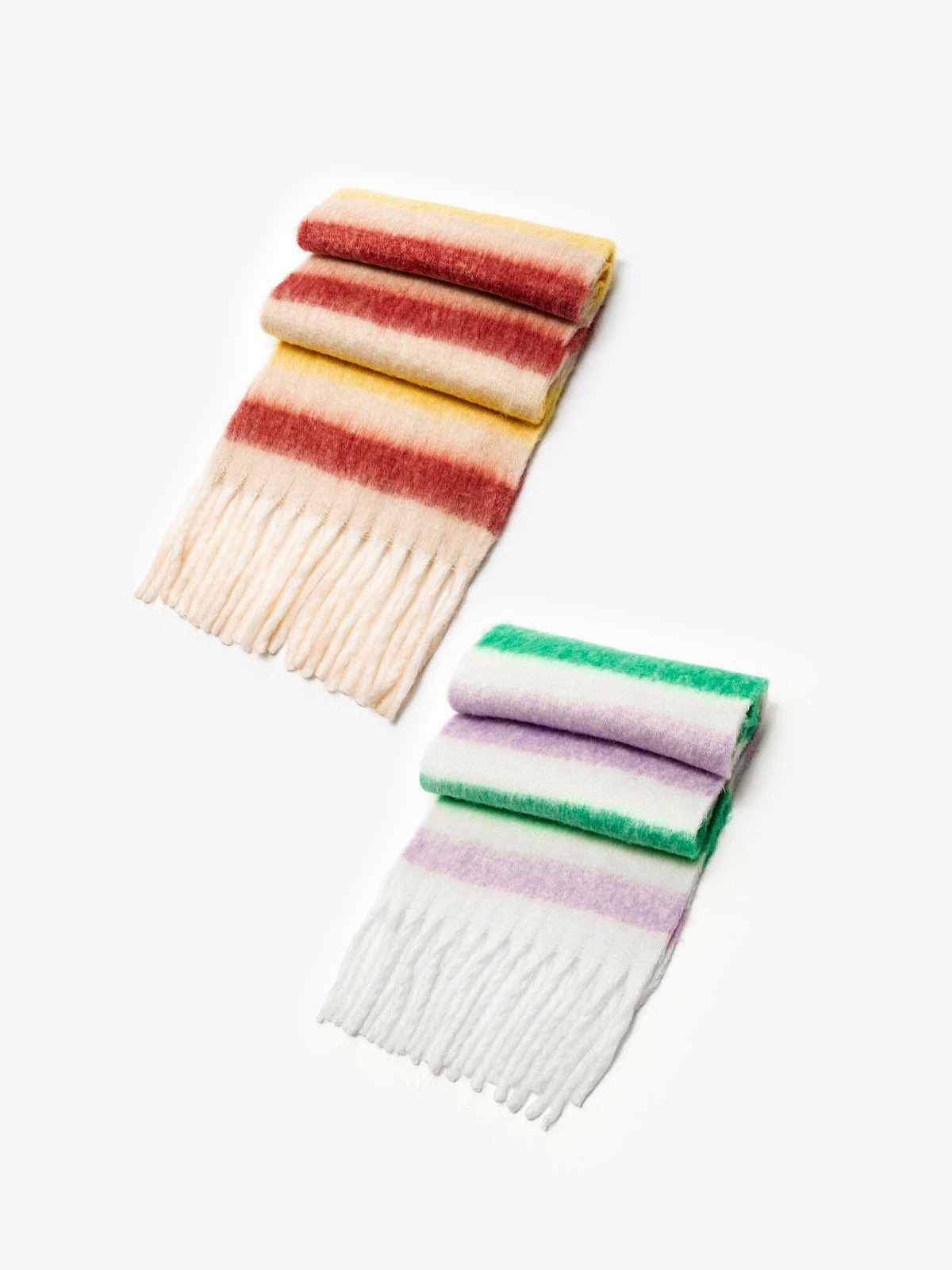 Stripe Soft Wool Knit Muffler