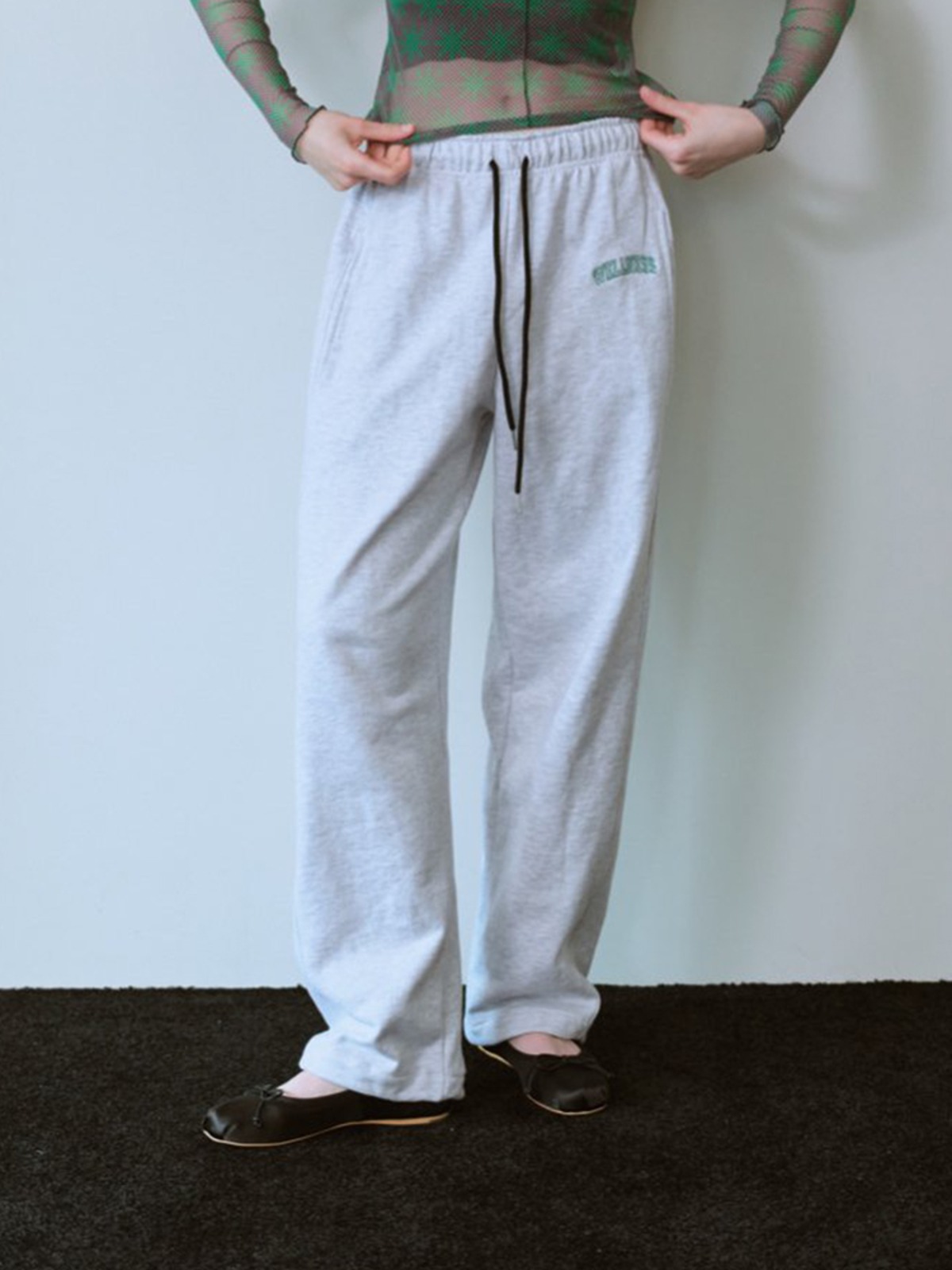 Wellness Cotton Lettering Embroidered Two-Way Jogger Pants