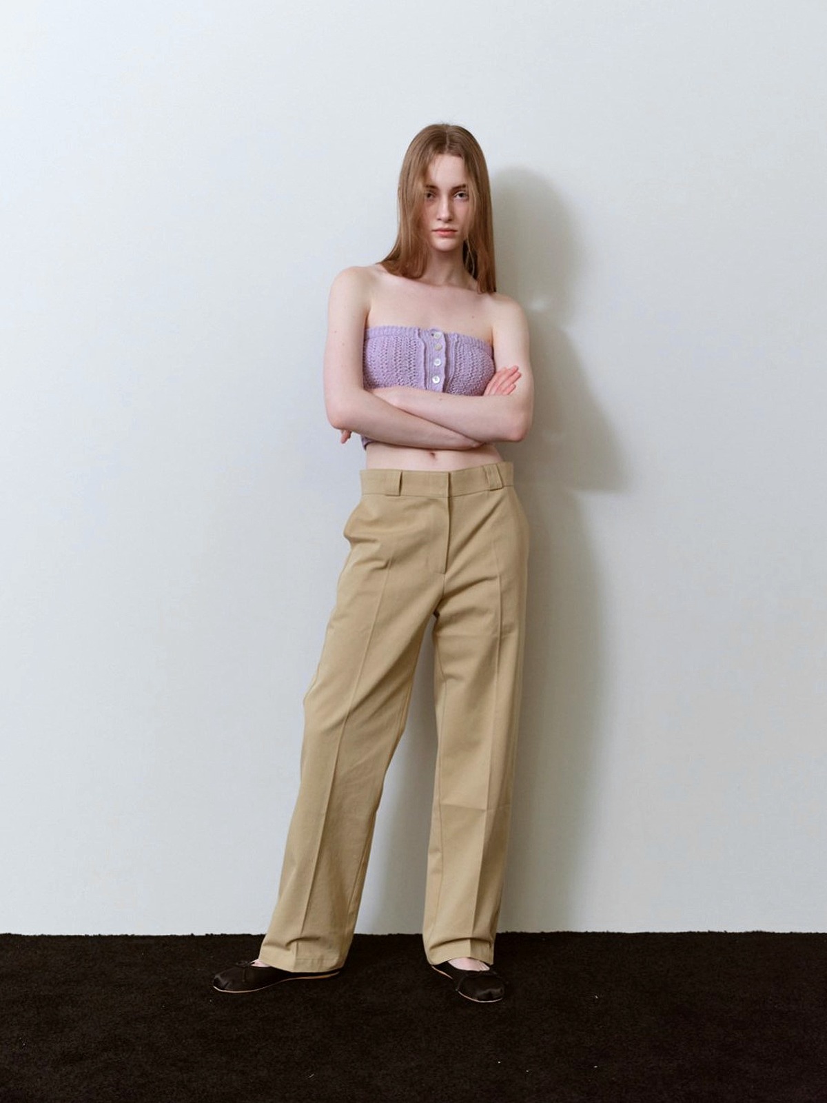 crew cotton straight trousers