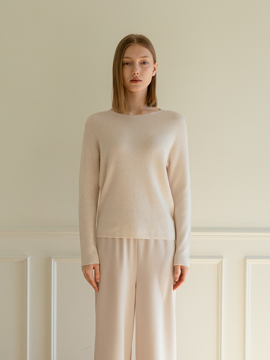 Whole Garment Cashmere Fine Wool Tidy Round Knit Tee